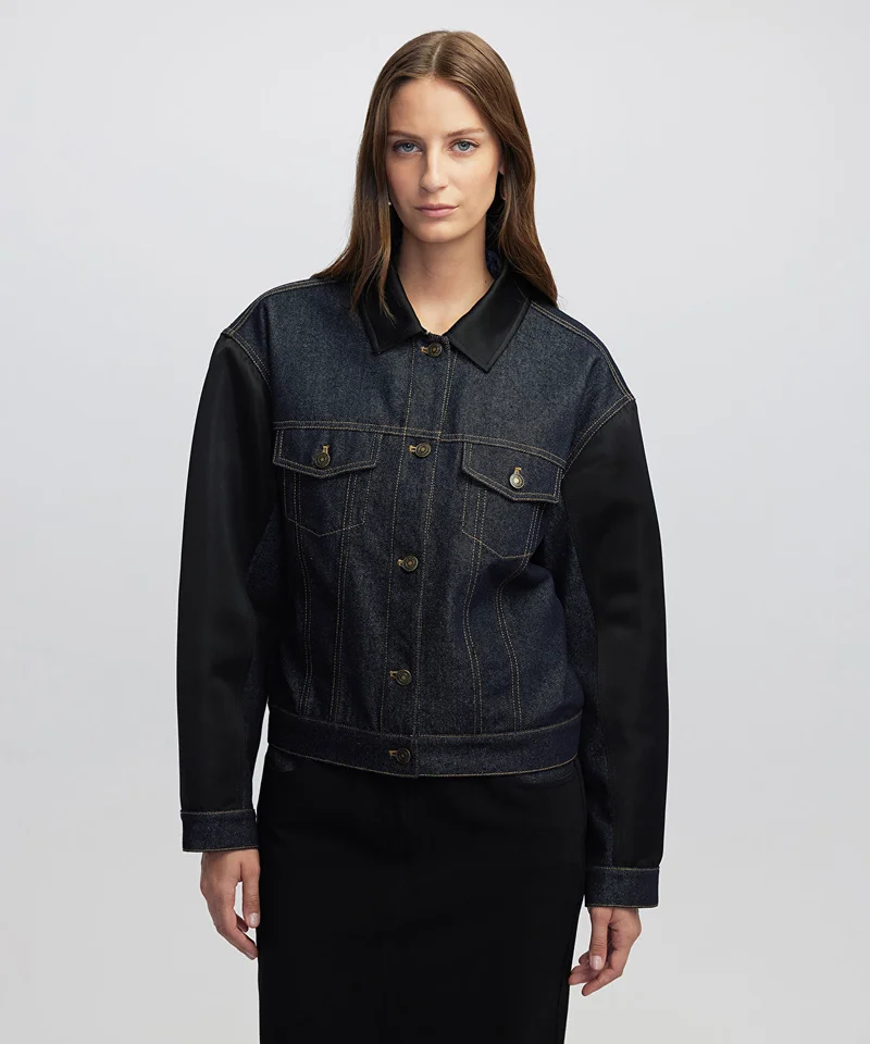 ابيكول Mixed Media Denim Jacket